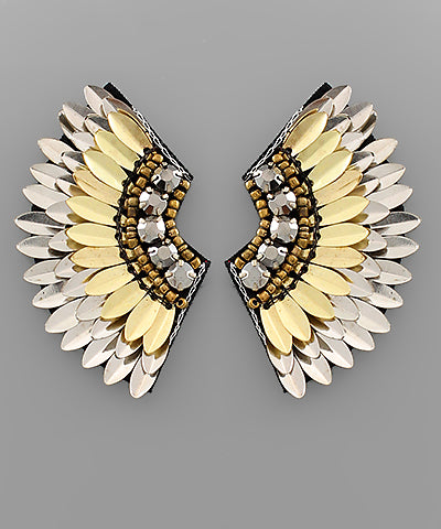 Viola Metallic Feathered Earrings- Large