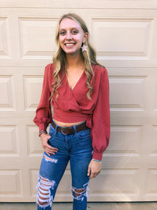 Lovely Balloon Sleeve Wrap Top