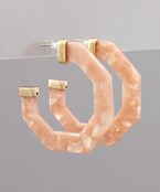 Pink Acrylic Octagon Earrings