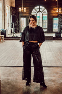 Midnight Glam High Waisted Flare Pants