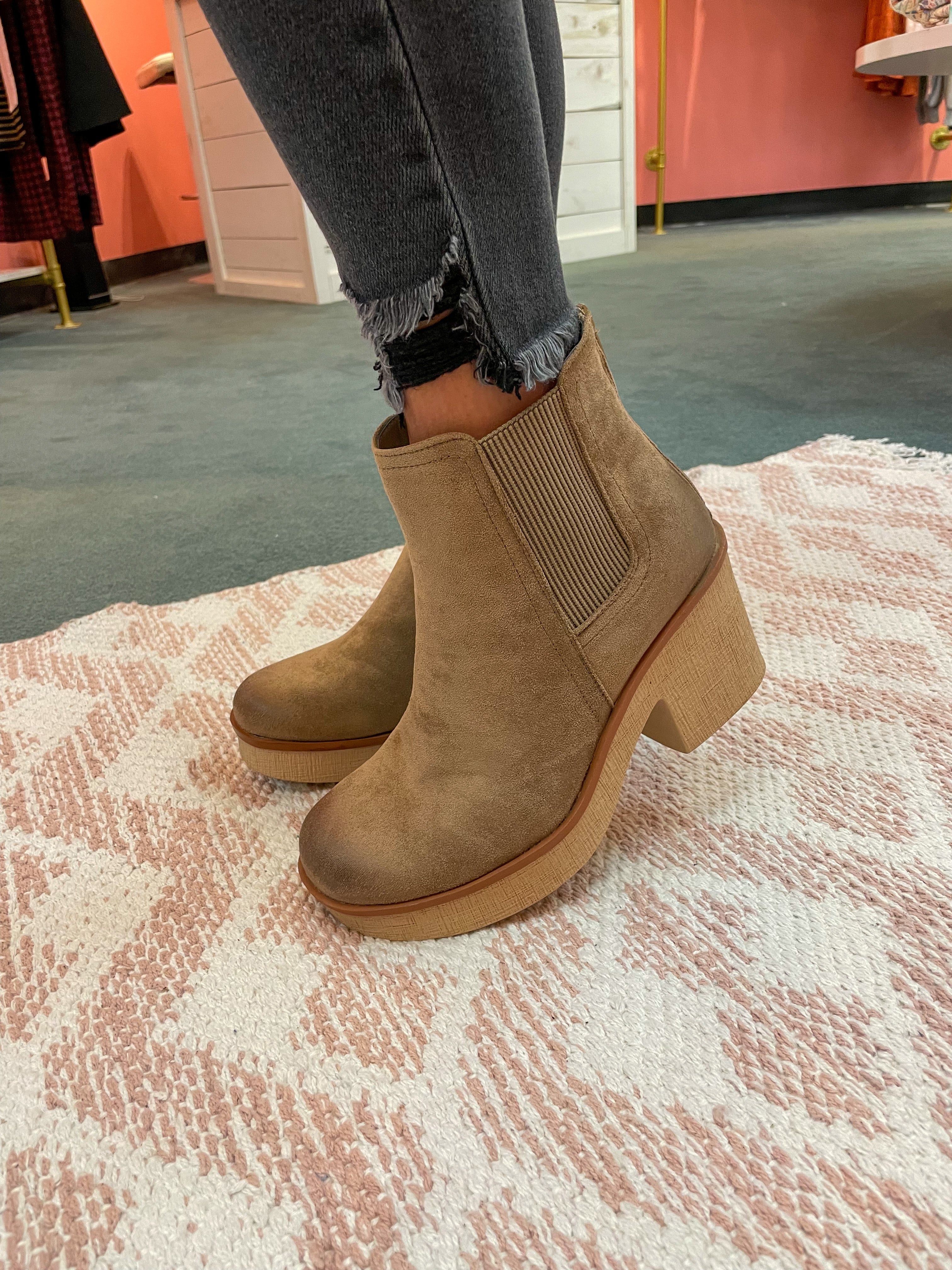 Pierre Dumas Taupe Suede Booties
